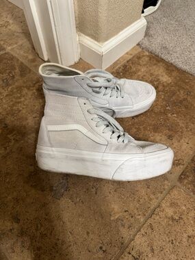 Vans Sk8-Hi Platform Sneakers in Grey Suede